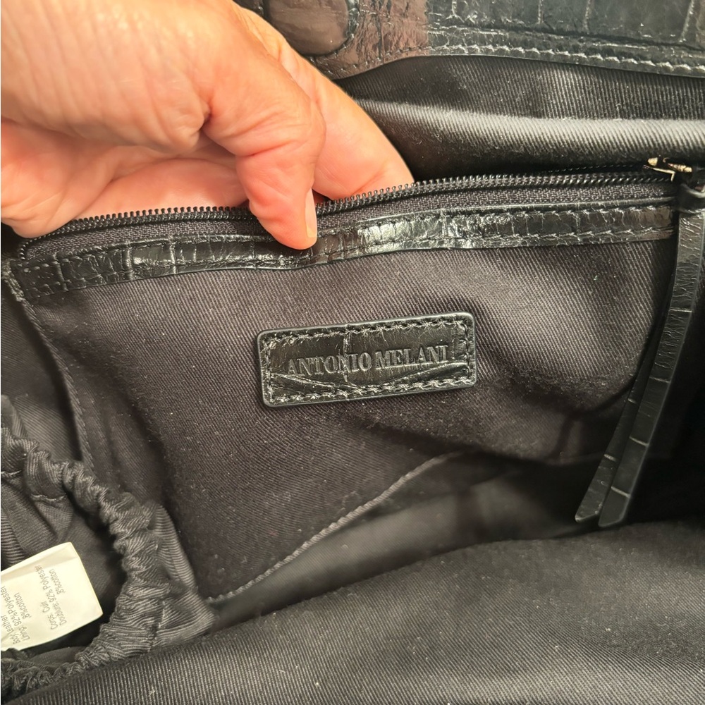 Antonio Melani Large Black Croc Tote with tons of pockets and storage - Picture 8 of 16